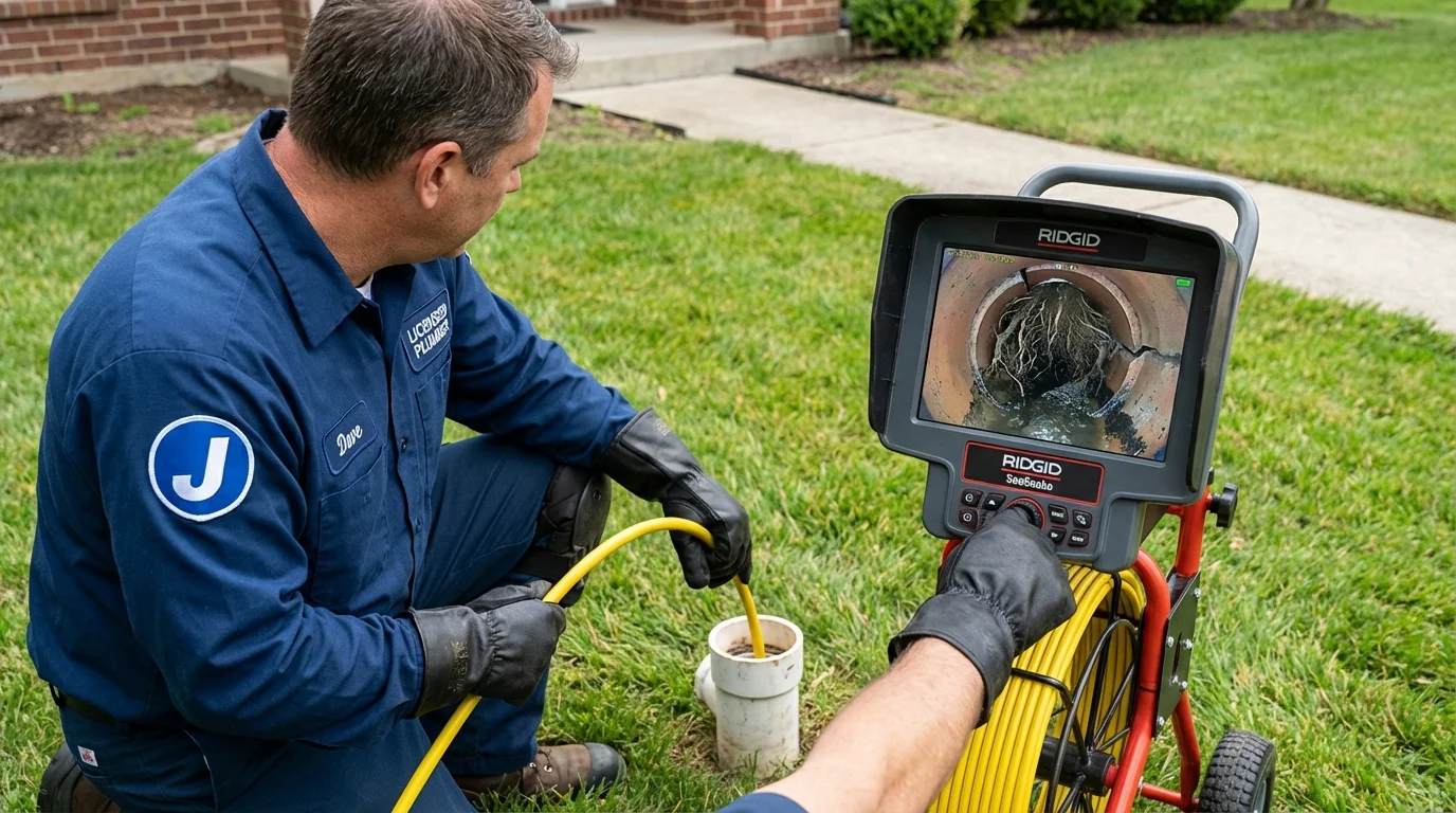 Sewer camera inspection being performed by Johns Plumbing LLC in Lewiston